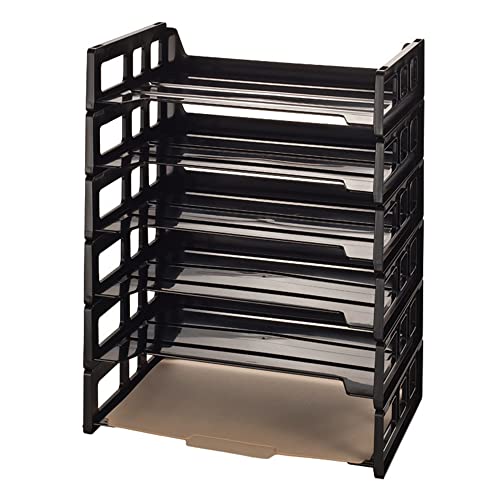 Office Depot 30% Recycled Ribbed Bottom Stackable Letter Trays, Black, Pack of 6, 10415