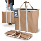 CleverMade Collapsible Laundry Caddy – Foldable Laundry Hamper & Tote, XXL 64L Pop-Up Laundry Basket with Handles, Space-Saving Laundry Organizer for Home, Dorm, Closet & Travel, 2 Pack - LUXE Mocha - color: LUXE Mocha
