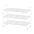 3 Tier Shoe Rack, Closet Shoe Organizer for Entryway, Heavy Duty Stackable Shoe Storage Shelf Stand,White