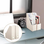 Feifeiya Magazine File Holder Set of 6 Stylish Sturdy Cardboard File Boxes Desk Organizer Beautiful Magazine Holder Rack with Gold Label Holder for Home Office Desktop Bookshelf Classroom(Beige) - color: Beige