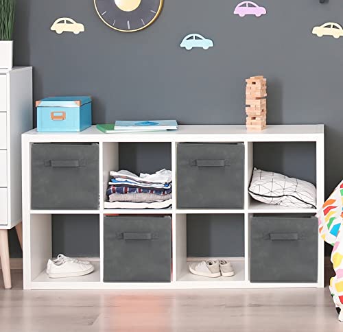 Simple Houseware Foldable Cube Storage Bins, 11-Inch Dark Gray, 6-Pack Fabric Cubes Organizer for Closet or Shelves - color: Dark Grey