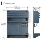 Key Holder, Wall Mounted Mail Organizer, Keys Holder on Wall with 9 Key Hooks, Gray - color: Gray