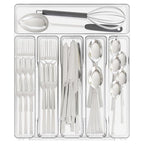 Yieach Clear Large Silverware Organizer 12 inch Wide for Kitchen Drawers,BPA Free Silverware Trays,Plastic Silverware Dividers & Holder,Utensil and Flatware Drawer Organizer Suitable for Fork,Spoon - size: Large