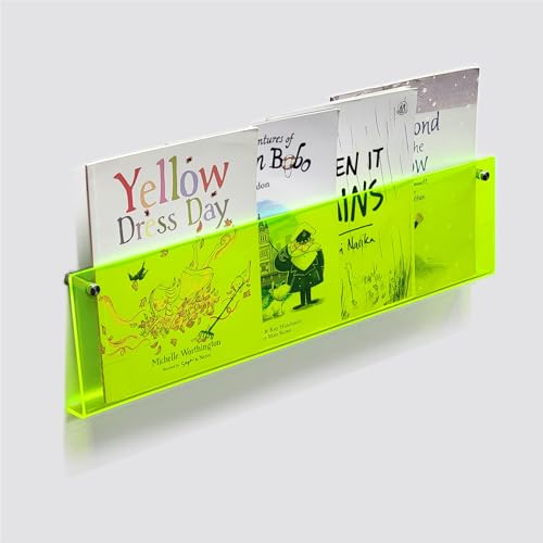 ROYALITA 2-Pack Acrylic Magazine Holder Brochure Holder, 24" Record Holder Magazine Rack, Fashion Hanging Bookshelf Literature Storage Rack for Waiting Room, Living Room, Office, Green 24 Inch - color: Green, size: 24 Inch