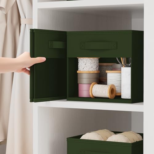 DIMJ Cube Bins, 12.2-Inch Storage Bins Cubes with Window, 6 Packs Collapsible Storage Bins with Handles, Closet Storage Baskets for Organizing Living Room, Office, 6 Pack,Green - color: Green, size: 12.2 Inch.- 6 Pack