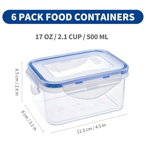 KIGI Small Food Storage Containers, Rectangle, 4-Sided Locking Airtight Lids, BPA-Free Plastic, Leak-Proof, Ideal for Lunch, Meal Prep, Snack & Portion Control, 17 oz / 2.1 Cup, 12 Piece Set - size: 2.1 cup (12-Piece)