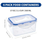 KIGI Small Food Storage Containers, Rectangle, 4-Sided Locking Airtight Lids, BPA-Free Plastic, Leak-Proof, Ideal for Lunch, Meal Prep, Snack & Portion Control, 17 oz / 2.1 Cup, 12 Piece Set - size: 2.1 cup (12-Piece)
