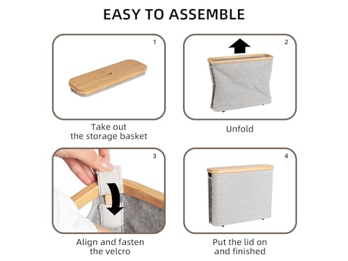 StorageWorks Toilet Paper Storage with Bamboo Lid, Toilet Paper Holder Basket for Up to 9 Mega or 12 Regular Size Rolls, Medium Paper Storage Baskets for Bathroom, Grey, 1 Pack - color: Grey, size: Medium