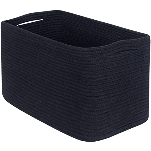 MINTWOOD Design Storage Basket for Shelves, Decorative Baskets for Organizing, Book Basket, Storage Cube Bin Box, Woven Closet Organizer, Pantry Closet and Shoe Basket, Full Black - color: Full Black