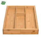 guiogc Bamboo Silverware Organizer, Expandable Kitchen Drawer Organizer and Utensil Organizer, Cutlery Tray with Drawer Dividers for Kitchen Utensils and Flatware, Bedroom, Living Room (Natural) - size: Two-sided pull