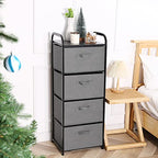 MAX Houser 4 Drawer Fabric Dresser Tall Storage Tower, Dresser Chest with Wood Top, Vertical Nightstand Side Organizer Unit with Metal Frame for Closets Bedroom Nursery Room Hallway(Leaden) - color: Grey3