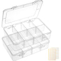 QUEFE 2 Pack 8 Grids Bead Organizers and Storage, Plastic Organizer Box with Removable Dividers Tackle Box Organizer for Candies Snacks Electronics Jewelry Small Parts - size: 2pcs