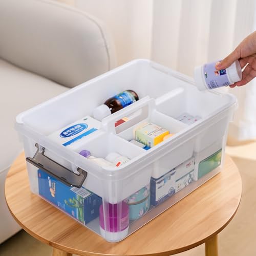 Citylife 17 QT Plastic Storage Bins Clear Storage Box with Removable Tray Stackable Latching Box with Handle for Oraganizing Tool, Craft, Office, Orange - size: 17 Qt- 1 Pack-H