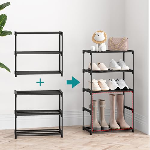 Autonomier 3 Tier Extra Small Shoe Rack (16.3" Wide), Narrow Stackable Shoe Shelf for Kids Toddler Adult, Lightweight Shoe Rack Stand for Closet Dorm Storage Organizer, Front Door Entrance, Entryway - size: 3-Tier