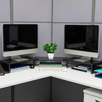 Mind Reader Dual Monitor Stand, Desktop Organizer, Laptop Riser, Office, MDF, 51.25"L x 9.25"W x 4.75"H, Black - color: Black