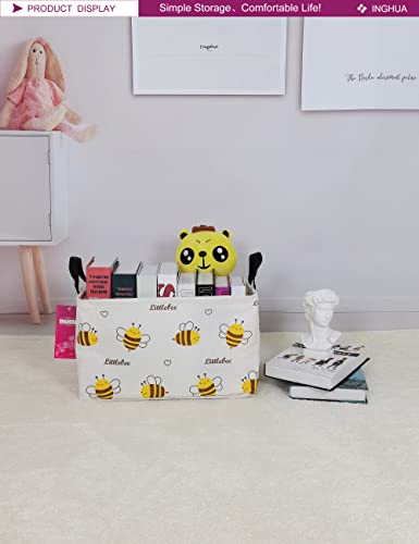 Rectangular Storage Basket Fabric Organizer Bin for Toys,Books,Clothes,Gifts,Pets-Perfect for Home,Office,Nursery,Dorm,Shelf(Rec-Bee ) - color: Rec-Bee