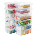 Stackable Plastic Storage Shoebox, BPA-Free Nestable Container with Latching Lid to Organize Shoes, See-Through Box for Home and Office, Multi-Purpose Clear Bins (12 Pack 6 Quart)