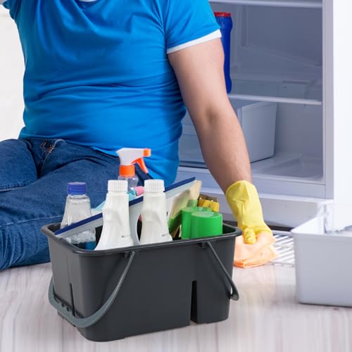 Plastic Cleaning Caddy with Handle, Portable Plastic Storage Caddy Organizers, Gray, F