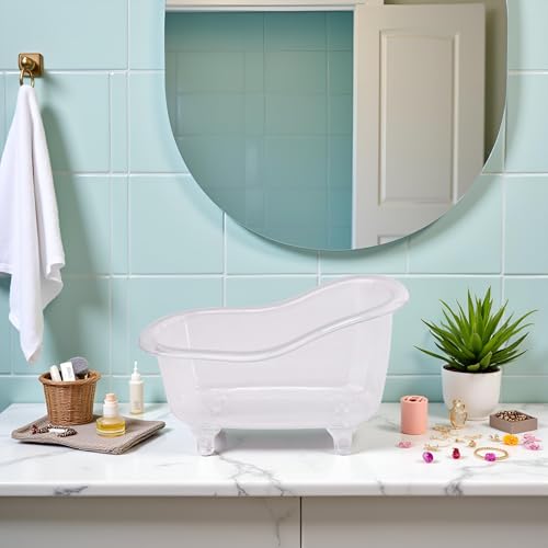 Transparent Color Mini Bathtub Sundries Storage Box Jewelry Storage Small Box Makeup Organizer Container Desktop Storage,Clothing and Closet Storage Storage and Organization Home and Kitchen