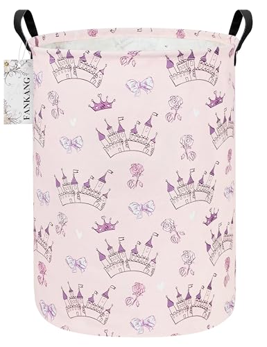 FANKANG Storage Basket, Nursery Hamper Canvas Laundry Basket Foldable with Waterproof PE Coating Large Storage Baskets for Kids Boys and Girls, Office, Bedroom, Clothes,Toys(Princess Castle) - color: Princess Castle
