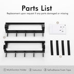 KES Over The Cabinet Door Towel Bar with Hooks, Kitchen Towel Holder with Hooks for Hanging Utensils, Over The Cabinet Door Organizer with Hook 2 Pack, Matte Black, Metal, KUR527-BK-P2