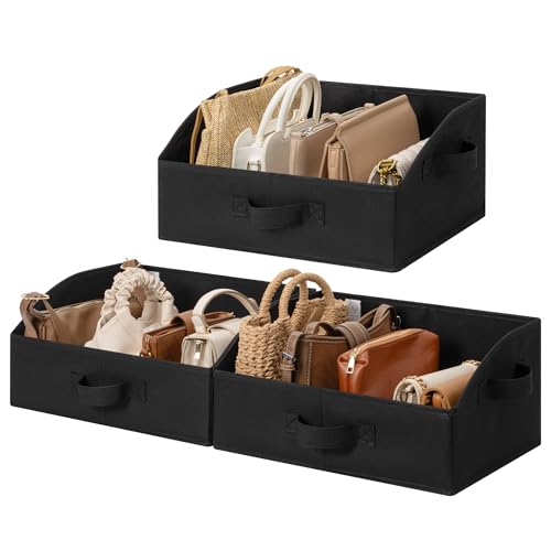 GRANNY SAYS Purse Organizer for Closet, Trapezoid Storage Bins, Closet Organizers and Storage, Decorative Storage Baskets for Shelves, Clothes, Toys, Towels, Black, 3-Pack - color: Black, size: 16½"L x 11"W x 7¾"H