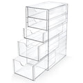 Prsildan Acrylic Drawer Makeup Organizer with 5 Drawers, Hair Accessories Organizer, Office Desk Organization, Clear Stackable Storage Drawers for Vanity, Countertop, Craft, Jewelry - style: 5 Drawers