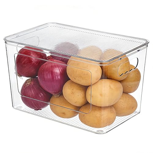 Vtopmart 1 Pack Trash Bag Holder, Stackable Garbage Bag Dispenser for 13/30/33 Gallon Bags, Onion and Potato Storage Bins for Kitchen, Clear Organizer Bins for Under Sink, Laundry Room - size: 1 Pack