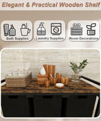10 x 3 Gal Large Laundry Hamper with 3 Pull-Out & Removable Sorter Bags, Freestanding Clothes Basket Organizer for Clothing or Toys in Bathroom and Living Room, Rustic Brown and Black - size: 3 Section without wheels