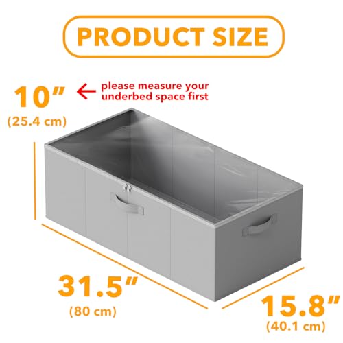 SpaceAid 4 Pack 10" High Under Bed Storage Containers, Large Underbed Storage Organizer Bins with Lids for Bedroom, Dorm, Clothes, Closet Organization, Bed Sheets and Blankets (Gray) - color: Gray