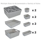 Simplify 10 Piece Organizing Set | Multiple Size Bins | Multipurpose | Office | Desk | Dorm | Bathroom | Storage Basket | Small Items | Accessories | Grey
