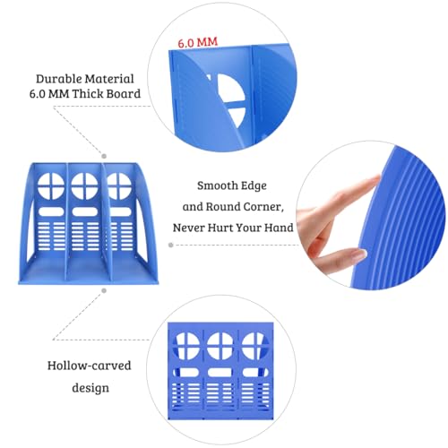SAYEEC Magazine File Holder Desk Binder Holder Plastic File Sorter Folder Organizer Stand Book Shelf Dividers Vertical Filling Storage Rack Desktop Bookshelf Display Box for Office School Home (Blue) - color: Blue-1 Section