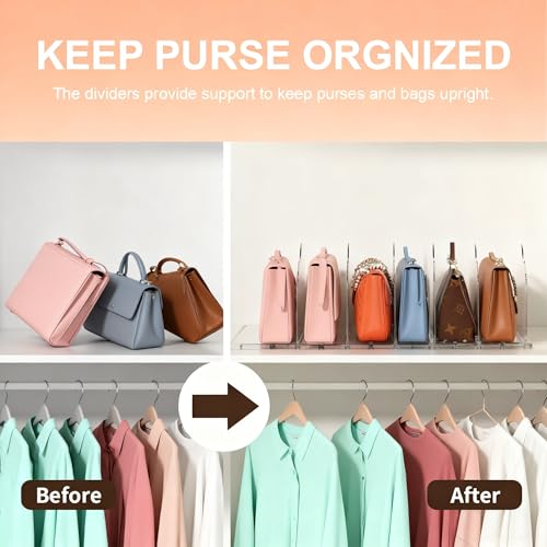 ANTOWIN 2 Pack Purse Organizers for Closet, Clear Adjustable Shelf Divider, Handbag Separators Storage Organizer, Shelf Divider in Bedroom, Office, Easy to Install and Clean - size: Cloud-shaped