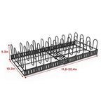 Expandable Food Container Lid Organizer,Large Capacity Adjustable 8 Dividers Detachable Lid Organizer Rack for Cabinets, Cupboards, Pantry Shelves, Drawers Keep Kitchen Tidy,Black 10.2”wide,3.6 Pound. - color: Black