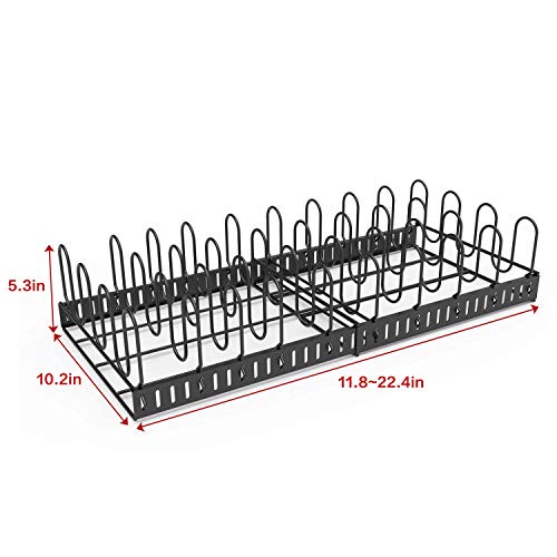 Expandable Food Container Lid Organizer,Large Capacity Adjustable 8 Dividers Detachable Lid Organizer Rack for Cabinets, Cupboards, Pantry Shelves, Drawers Keep Kitchen Tidy,Black 10.2”wide,3.6 Pound. - color: Black