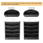 PAG 5-Tier Wall File Holder Hanging Mail Organizer Wood Magazine Literature Rack with 6 Hooks, Dark Gray - color: Dark Gray
