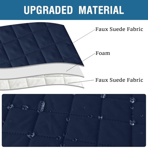 2 Pack Water Resistant Armrest Covers for Chairs and Sofas Couch Arm Covers for Sofa with 3 Pockets for Phone Sofa Arm Protector for Pets, Cats (Navy) - color: Navy