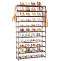 VILICK 11 Tiers Tall Wide Shoe Rack 55 Pairs Large Capacity Sturdy Durable Shoe Rack for Closet Metal Shoe Organizer Shelf with Two Hooks Space Saving for Entryway Brown - color: Brown