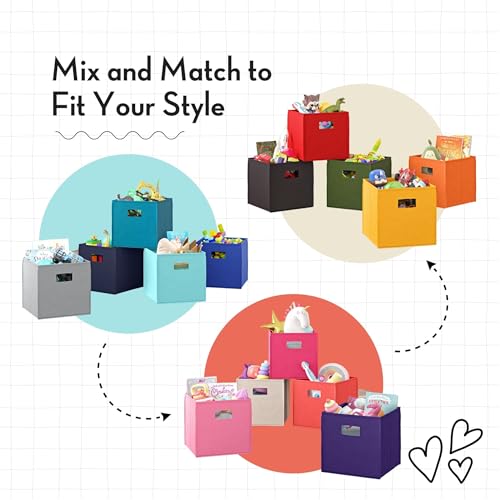 RiverRidge Kids 2pc Fabric Collapsible Storage Cube Organizers with Handles for Playroom Organization - Brown - color: 2 Brown Bins