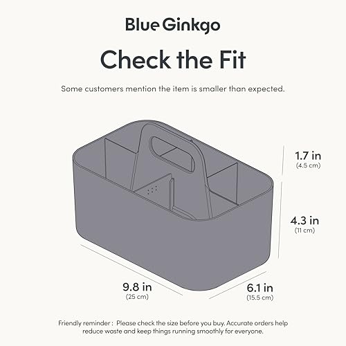 BLUE GINKGO Stackable Organizer Caddy – Korean-Made Portable Tote for Bathroom, Office, Crafts, or School Supplies (Rectangle, Gray) - color: GREY, size: Rectangle
