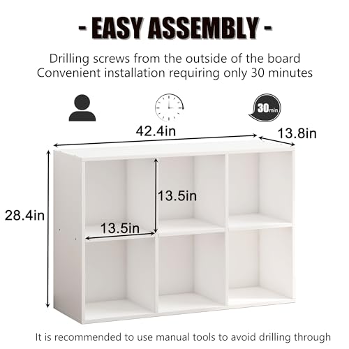 Wooden 6 Cube Storage Organizer with Closed Back Panel,White Cube Shelf Cubby Storage Organizers with Compartments for Living(White, 6 Cube-13in) - color: White, size: 6 Cube-13in