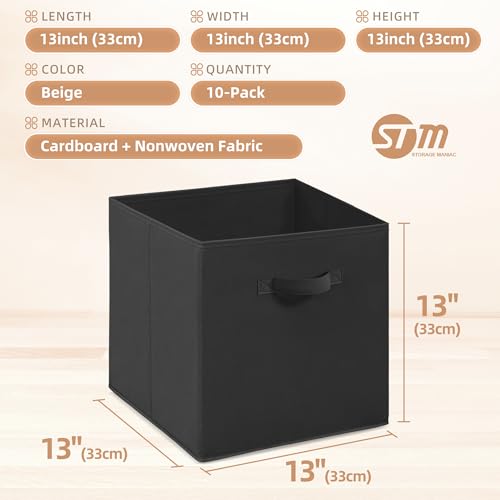STORAGE MANIAC Storage Cubes, 13 Inch Collapsible Storage Bins with Handles, 10 Pack Fabric Foldable Bins for Organization, Durable Storage Bins for Closet, Shelves, Offices, Toys, 10-Pack Black - color: Black-10 Pack, size: 13 INCH