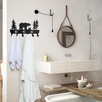 Coat Rack Wall Mount with 6 Hooks, Metal Bear Coat Hanger for Hanging Hat, Clothes, Robe, Keys, Backpack, Towels, Jacket, Purse - Closet, Door, Entryway, Bathroom, Bedroom (Black)