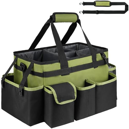 Cleaning Caddy,Large Cleaning Bags for Housekeepers,Cleaning Supplies Organizer with Handle,Green - color: Green, size: Large