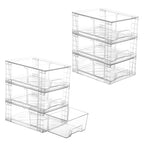 Vtopmart 6 Pack Stackable Storage Drawers,Clear Acrylic Drawer Organizers with Handles, Easily Assemble Containers for Fridge, Bathroom,Kitchen Undersink,Cabinet,Pantry Organization and Storage - size: 6Pack 4.4"H-with Dividers