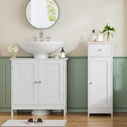 Iwell Bathroom Floor Cabinet, Small Bathroom Storage Cabinet with Drawer & Storage Shelf, Free-Standing Organizer Cabinets for Hallway/Living Room, White - color: Whit, 1 Drawers