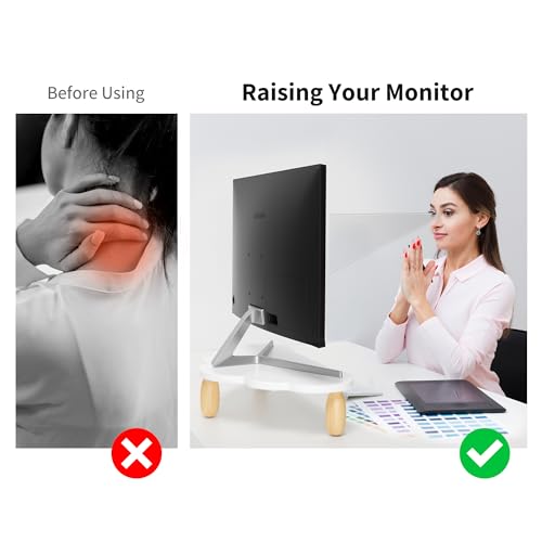 AFOOYO Monitor Stand Riser,Cloud-Shaped Sturdy Wood 16.5In Computer Monitor Riser Wirh Drawer, Multi-Purpose Desktop Organizer Riser for Computer,Laptop,Printer,TV,White - color: White, size: Wirh Drawer