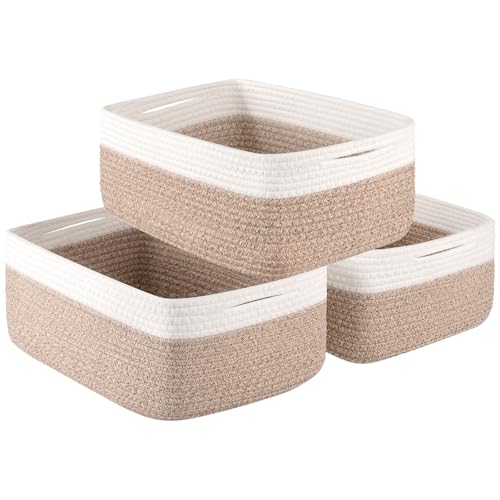 OIASKET Storage Baskets for Organizing 3 Pack, Woven Baskets for Shelves, Closet Organizer Bins Empty Gift Basket Toy Storage for Toys, Books, Towels, Clothes, 15"x11.42"x6.7", Yellow - color: Yellow
