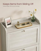 VASAGLE Shoe Cabinet with 3 Flip Drawers, Shoe Organizer, Adjustable and Removable Dividers, Holds 12-20 Pairs, Entryway, 9.4 x 23.6 x 47.7 Inches, Oatmeal Beige ULBC036LN02S - color: Oatmeal Beige, size: 9.5"D x 23.6"W x 47.7"H, style: shoe cabinet
