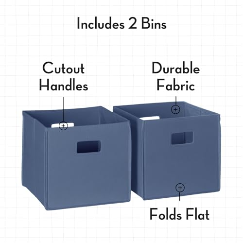 RiverRidge Kids 2pc Fabric Collapsible Storage Cube Organizers with Handles for Playroom Organization - Slate Blue - color: 2 Slate Blue Bins